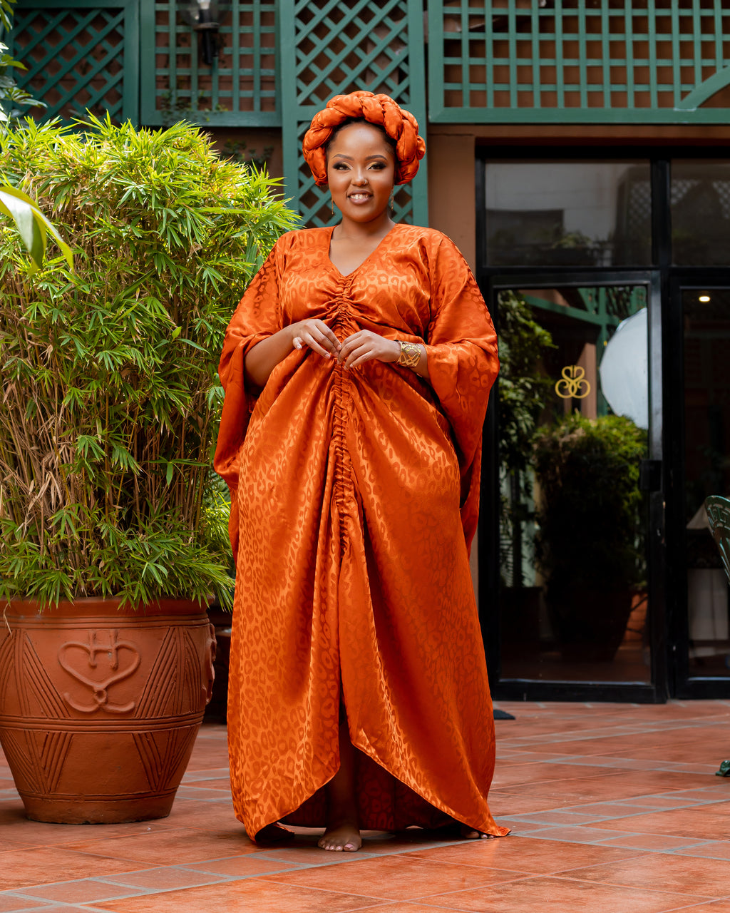 Alinjur Full Set (Kaftan+Headgear)- Burnt Orange – Olakira Craft