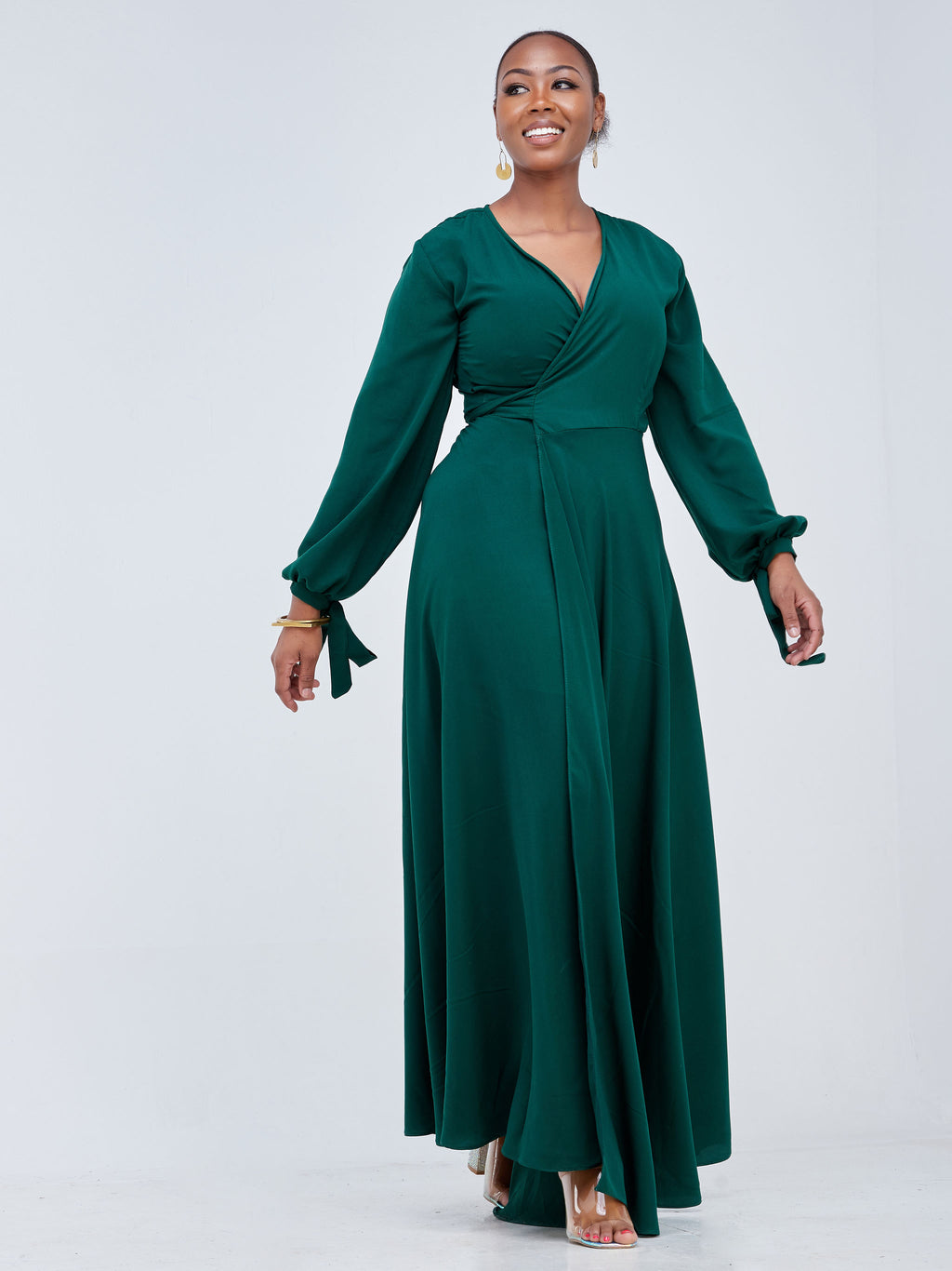 Asali Maxi Wrap Dress - Emerald Green – Olakira Craft