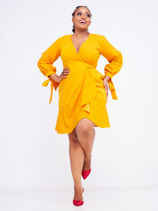 Kajire Wrap Dress - Mustard Yellow