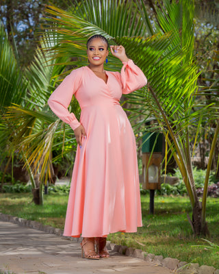 Asali Maxi Wrap Dress -Peach
