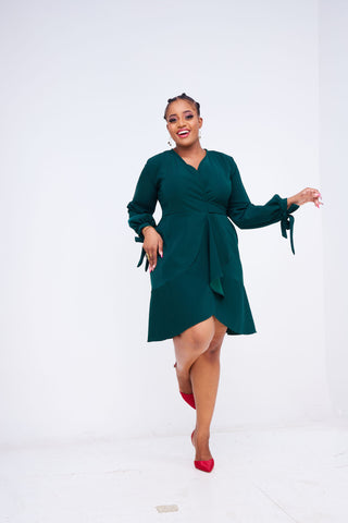 Kajire Wrap Dress - Emerald Green