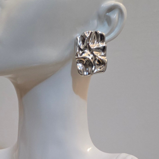 Earrings Textured Earrings - Silver