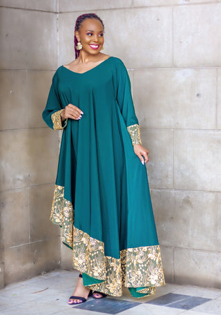 Waondo Arabic Dress Assymetrical- Emerald Green