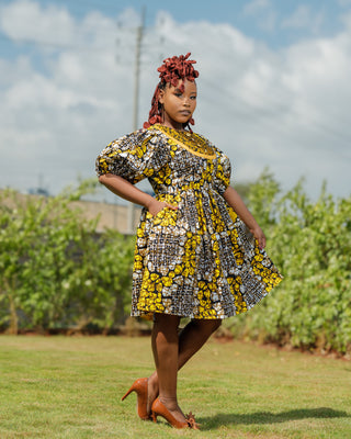 Katoloni Ankara Dress - Yellow