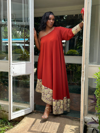 Titimet Arabic Dress - Fire Brown