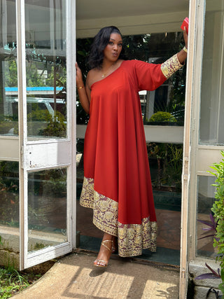 Titimet Arabic Dress - Fire Brown
