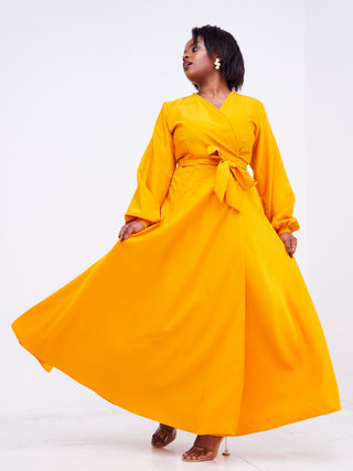 Asali Maxi Wrap Dress - Mustard Yellow