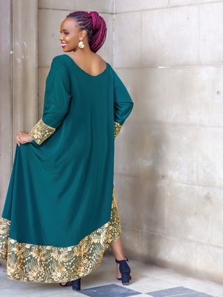 Waondo Arabic Dress Assymetrical- Emerald Green