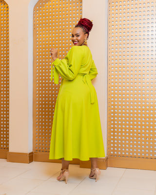 Asali Wrap Maxi Dress - Lime Green