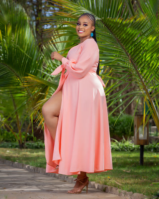 Asali Maxi Wrap Dress -Peach