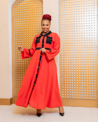 Ahero Maxi Shirt Dress -Red