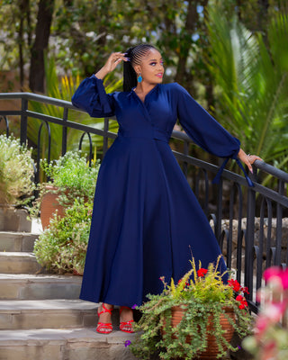Asali Maxi Wrap Dress - Navy Blue