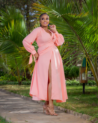 Asali Maxi Wrap Dress -Peach