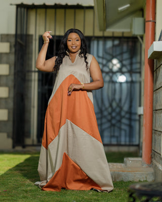 Kiatine Cotton Maxi Dress - Brown