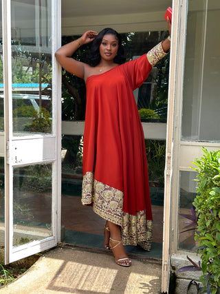 Titimet Arabic Dress - Fire Brown