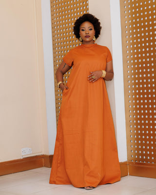 Kitulini Cotton Maxi Dress - Fire Brown