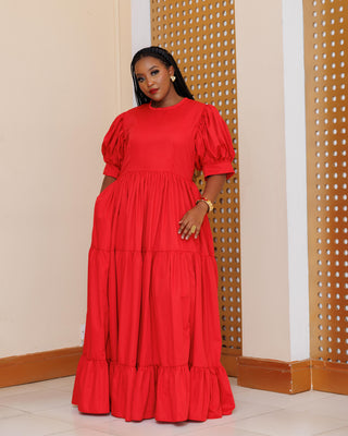 Kaseve Cotton Maxi Dress - Red