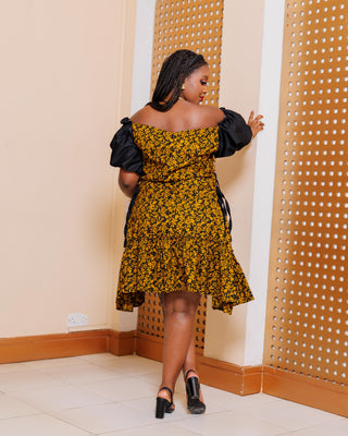 Ntirimiti Ankara Dress - Brown