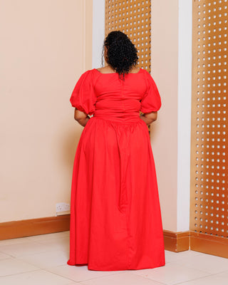 Kaluma Cotton Maxi Dress - Red