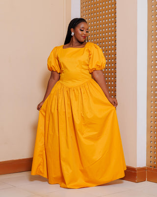 Kaluma Cotton Maxi Dress - Mustard Yellow