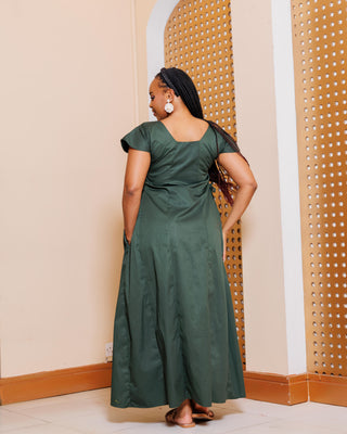 Kako Cotton Maxi Dress - Jungle Green