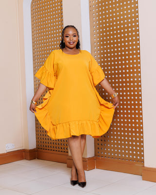 Bande Shift Dress - Mustard Yellow
