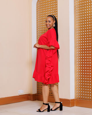 Bande Shift Dress - Red