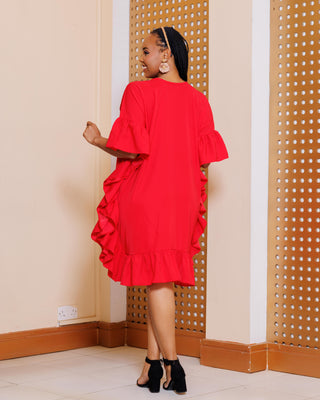 Bande Shift Dress - Red