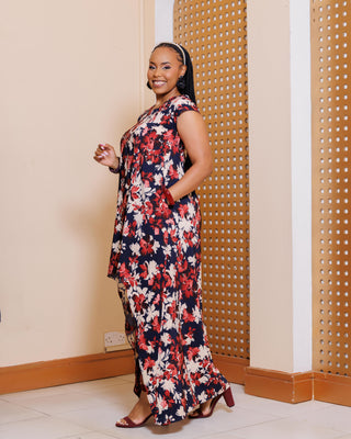 Kanyoo Dress - Maroon Print