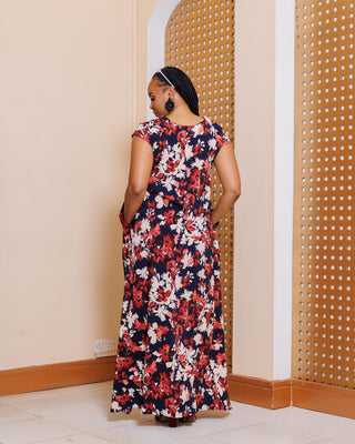Kanyoo Dress - Maroon Print