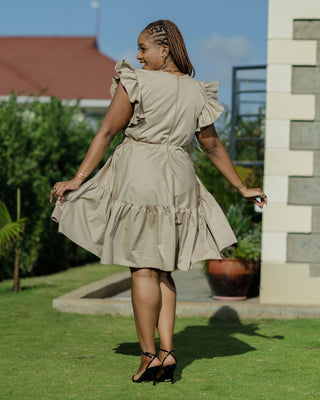 Kaiti Cotton Knee Dress - Nude