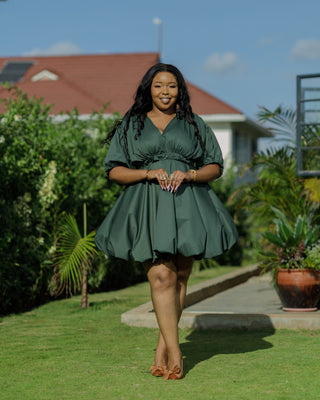 Kalamba Cotton Knee Dress - Jungle Green