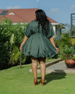 Kalamba Cotton Knee Dress - Jungle Green