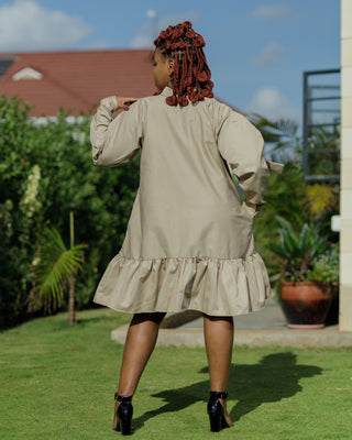 Kamuuani Cotton Knee Dress - Beige