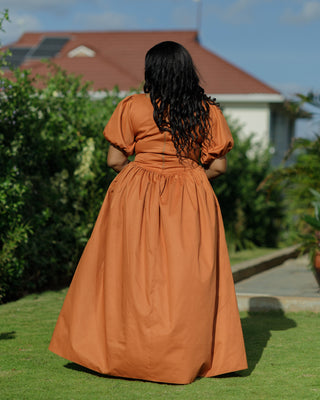 Kaluma Cotton Maxi Dress - Fire Brown