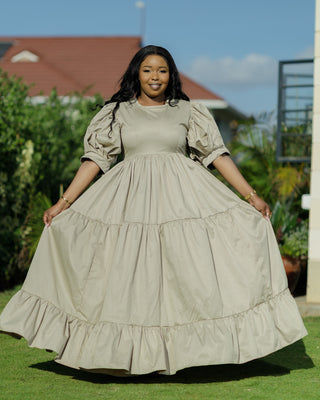 Kaseve Cotton Maxi Dress - Nude