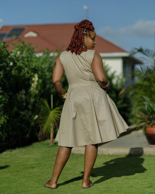 Kasunguni Cotton Knee Dress - Nude