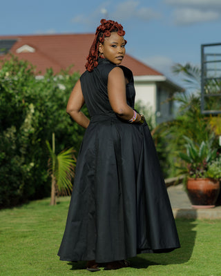 Kasunguni Cotton Maxi Dress - Black