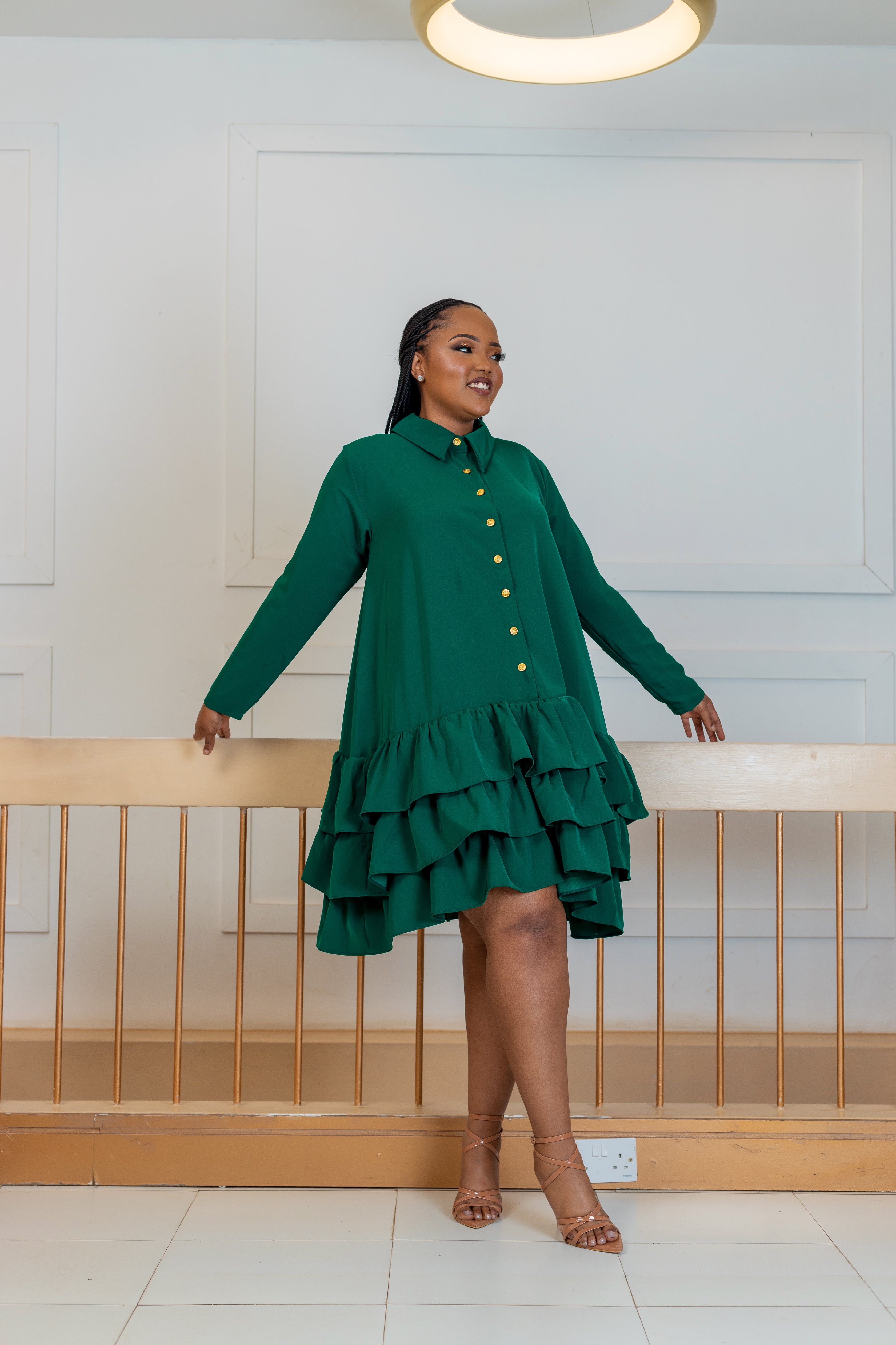 Ayweyo Shift Dress Emerald Green Olakira Craft