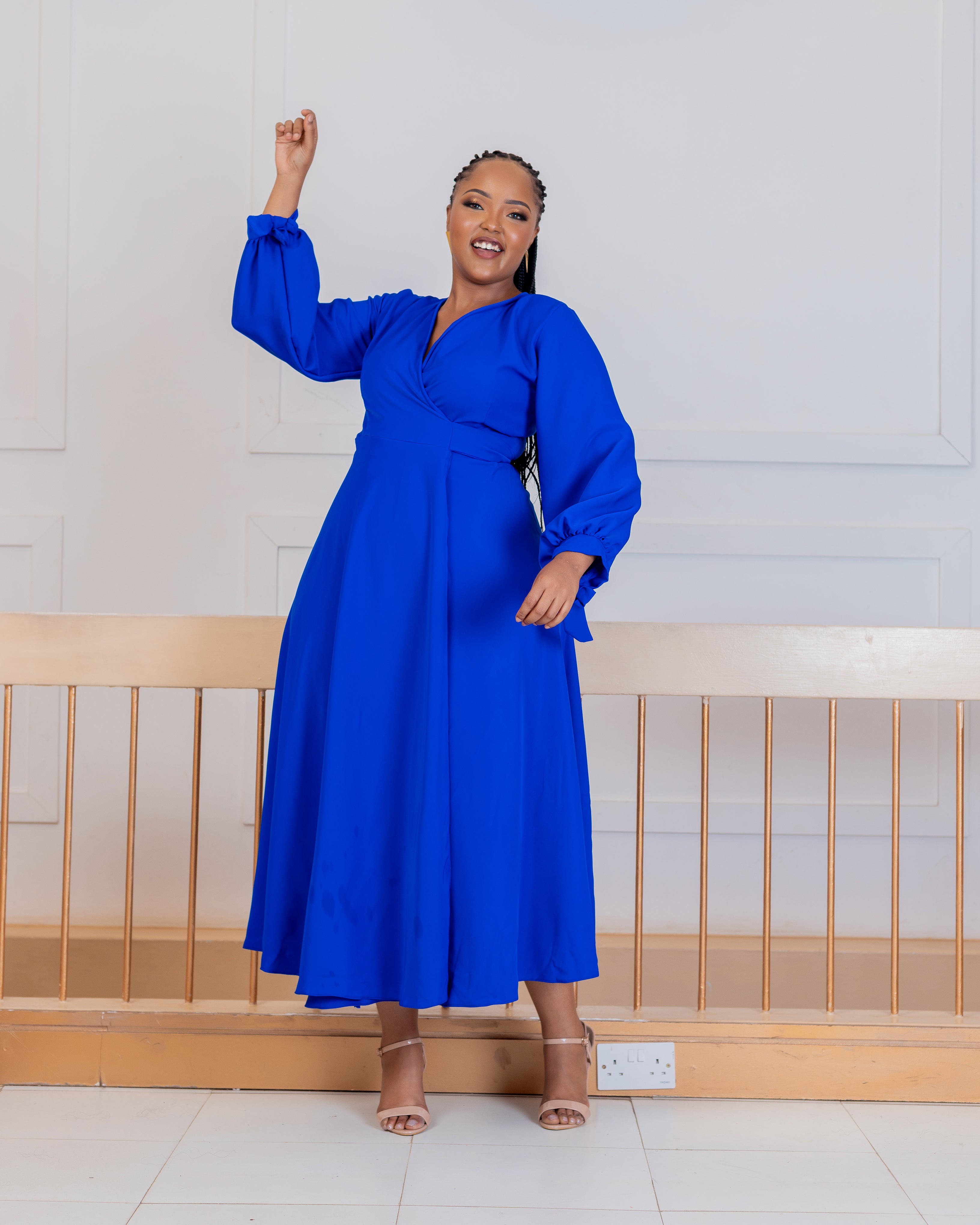 Royal blue wrap dress outlet