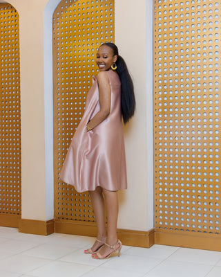 Ankara Chola Knee Length - Nude/Red