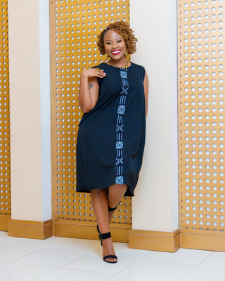 Ankara Chola Knee Length - Black