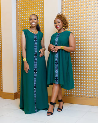 Ankara Chola Maxi Dress- Emerald Green