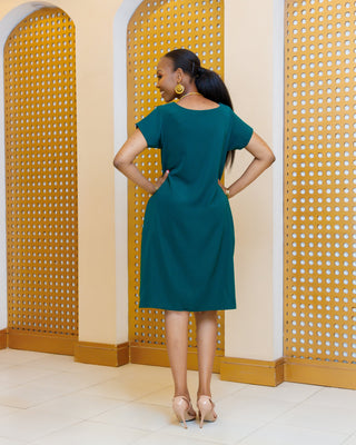 Ankara Emuhaya Dress - Emerald Green