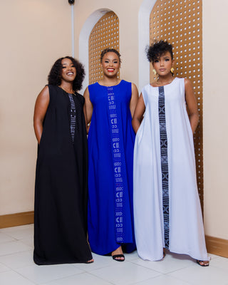 Ankara Chola Maxi Dress- White