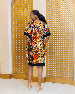 Ankara Luanda Dress- Orange