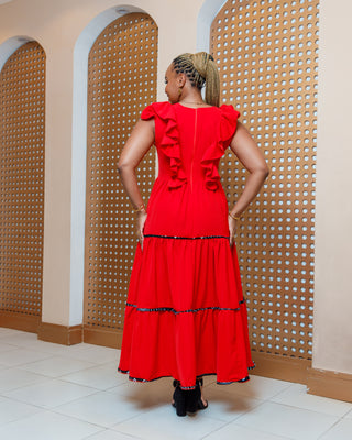 Ankara Nachewa Dress - Red