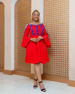 Ankara Ndunda Dress  - Red