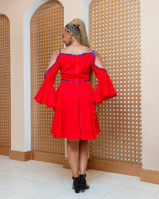 Ankara Ndunda Dress  - Red