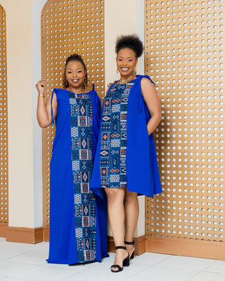 Emuny Ankara Knee Dress- Royal Blue